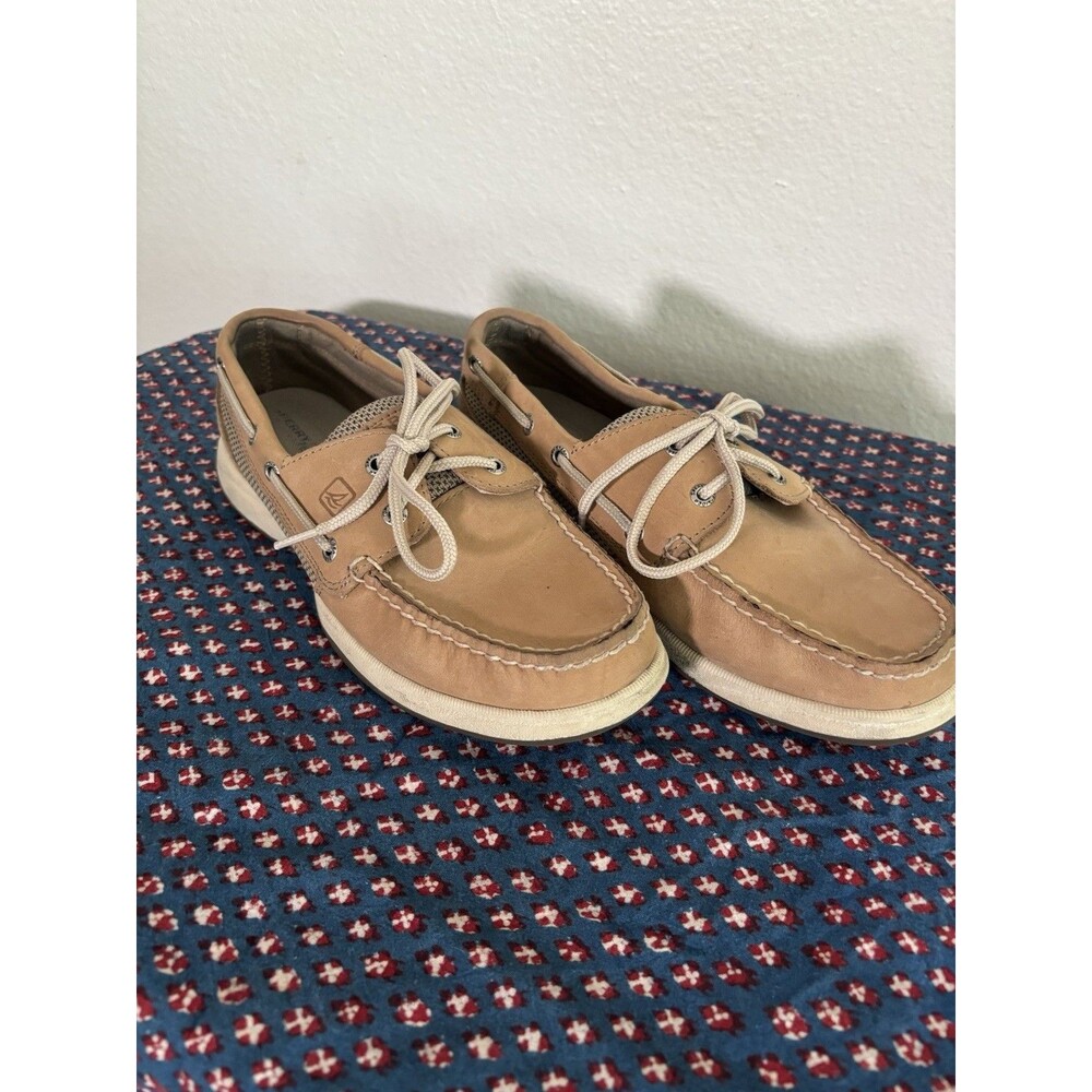 Sperry Top Sider Shoes Womens 7.5 M Casual 2-Eye Lace Up Boat Tan Leather